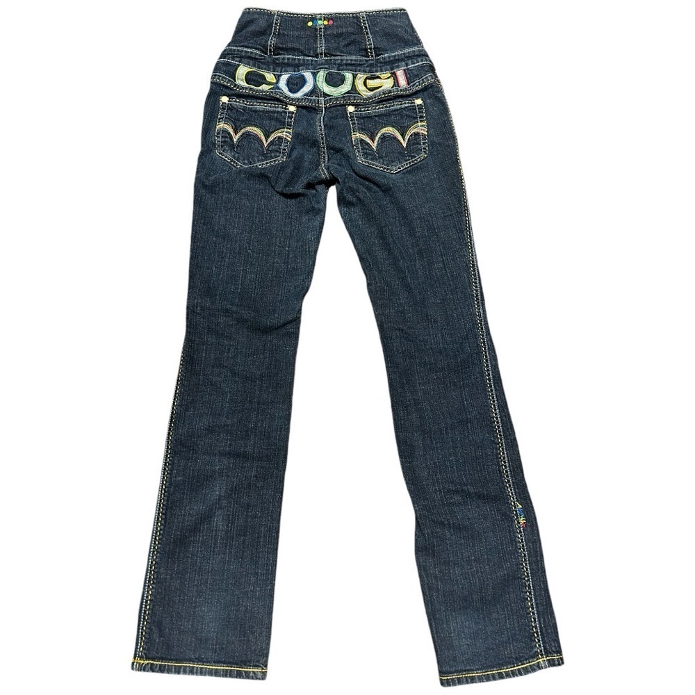 VINTAGE Coogi Jeans Womens 7/8 Blue Skinny High Rise Spell Out Pants Denim 90s